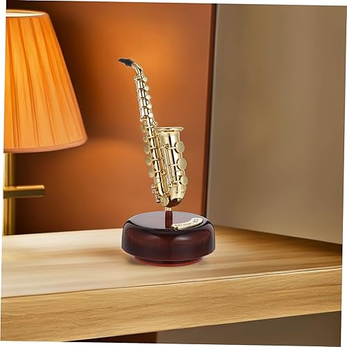 Miniatura 6 de SUPVOX Caja de música para saxofón, decoración de música para el hogar, decoración doméstica para rotar, cuerno francés, plástico, para niños