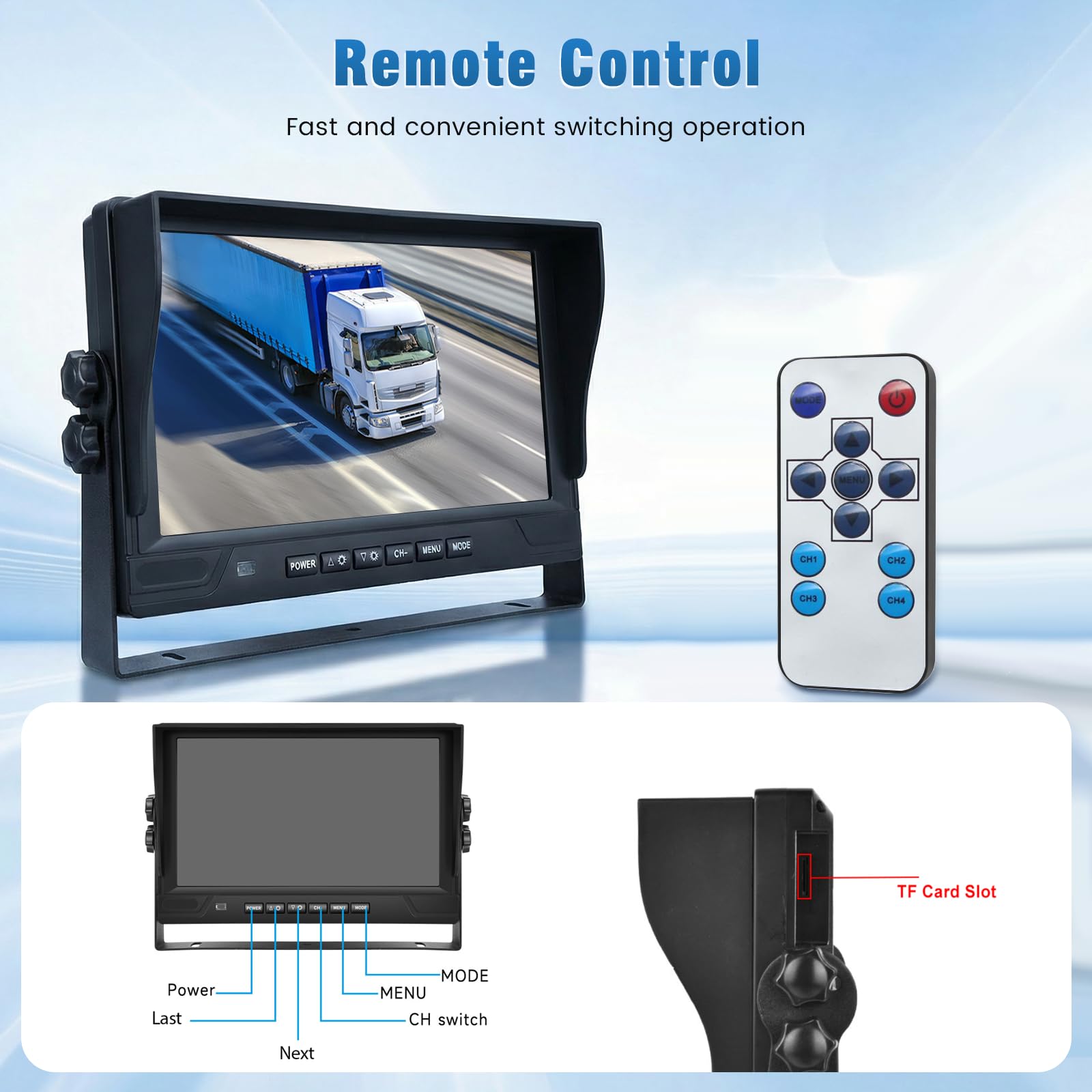 Conjunto de cámara de Marcha atrás Realdio 1080P con 4 cámaras AHD, Monitor cuádruple Dividido DVR de 9 Pulgadas, protección IP68, visión Nocturna, cámaras Frontales y traseras