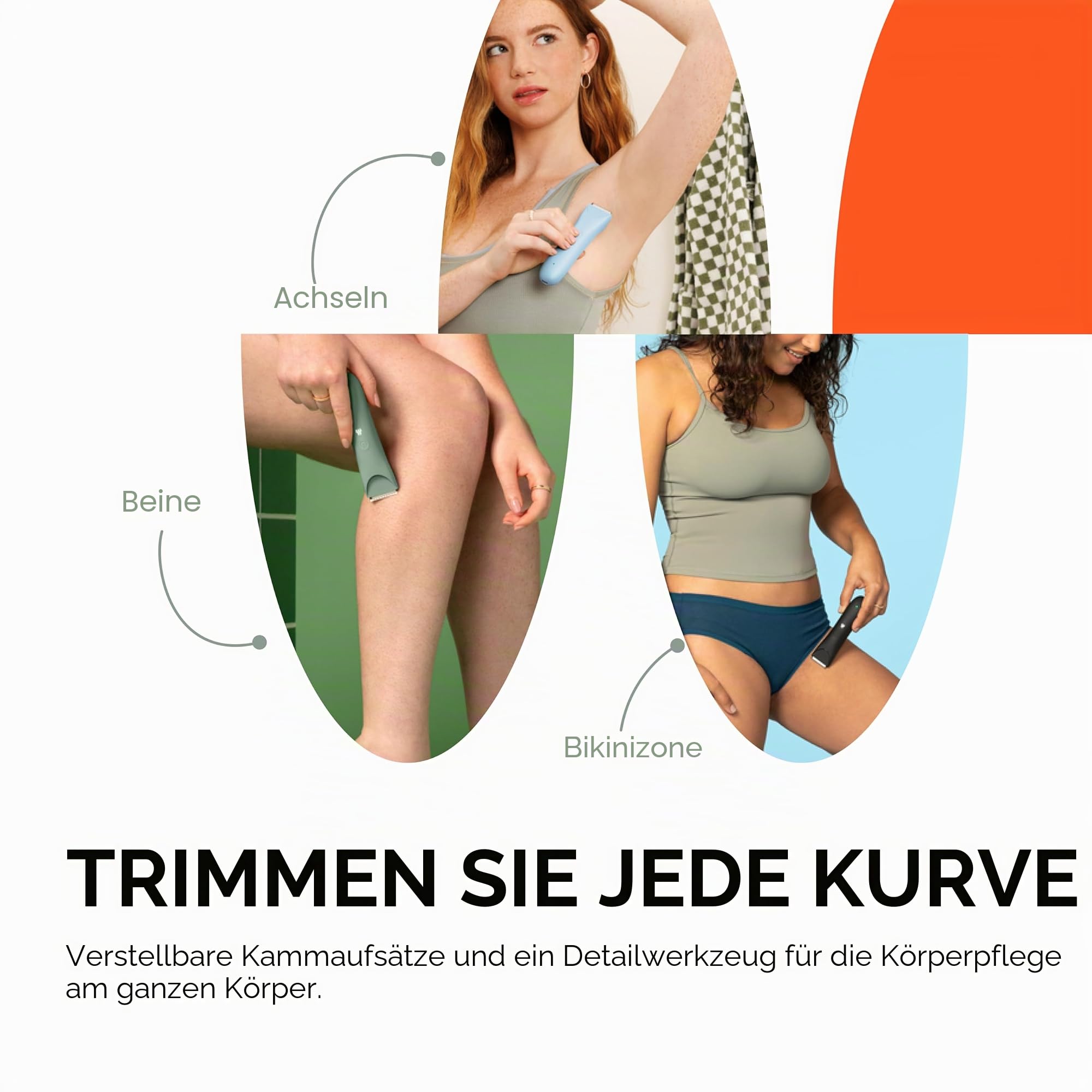 MERIDIAN Schlanker Trimmer, Scham- & Körperhaarschneider, Bikini-Haarentfernung, keine Kerben, Rasierverbrennung, keine Eingewachsenen, Ergonimisches Design, Wet/Dry Tech, LED-Strahler, Salbei