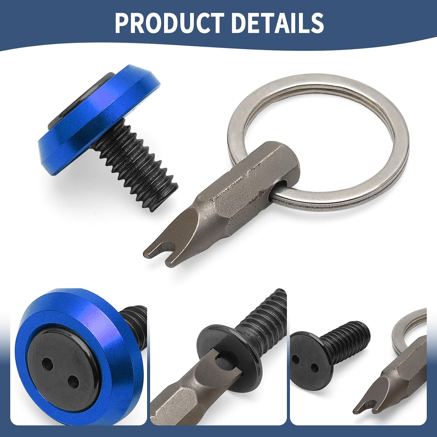 Motorcycle Seat Bolt Screw Kit 1/4"-20 Thread Fit For Harley 1996-2025 Touring Road Glide Road King Street Glide Ultra Glide Sportster Softail Dyna (Blue)