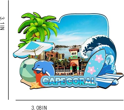 Miniatura 3 de Imán de madera para nevera Cape Coral Florida USA Imán 3D Monumentos de viaje coleccionables, recuerdos decorativos hechos a mano -2672
