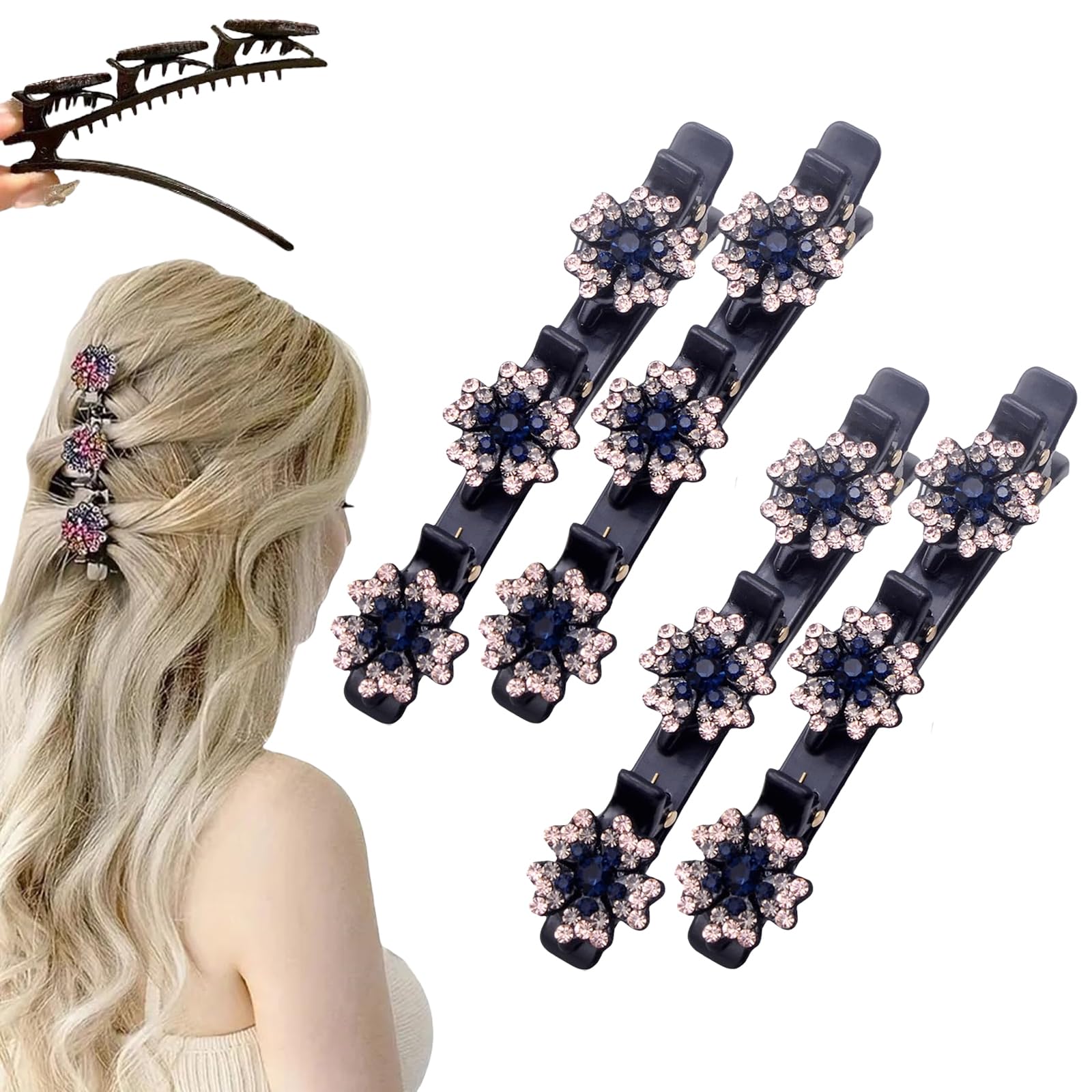 Sparkling Crystal Stone Braided Hair Clips for Women and Girls, 2025 New Rhinestone Hair Clips Hair Braid Clips, Easily Braided Hair Bands, Shiny