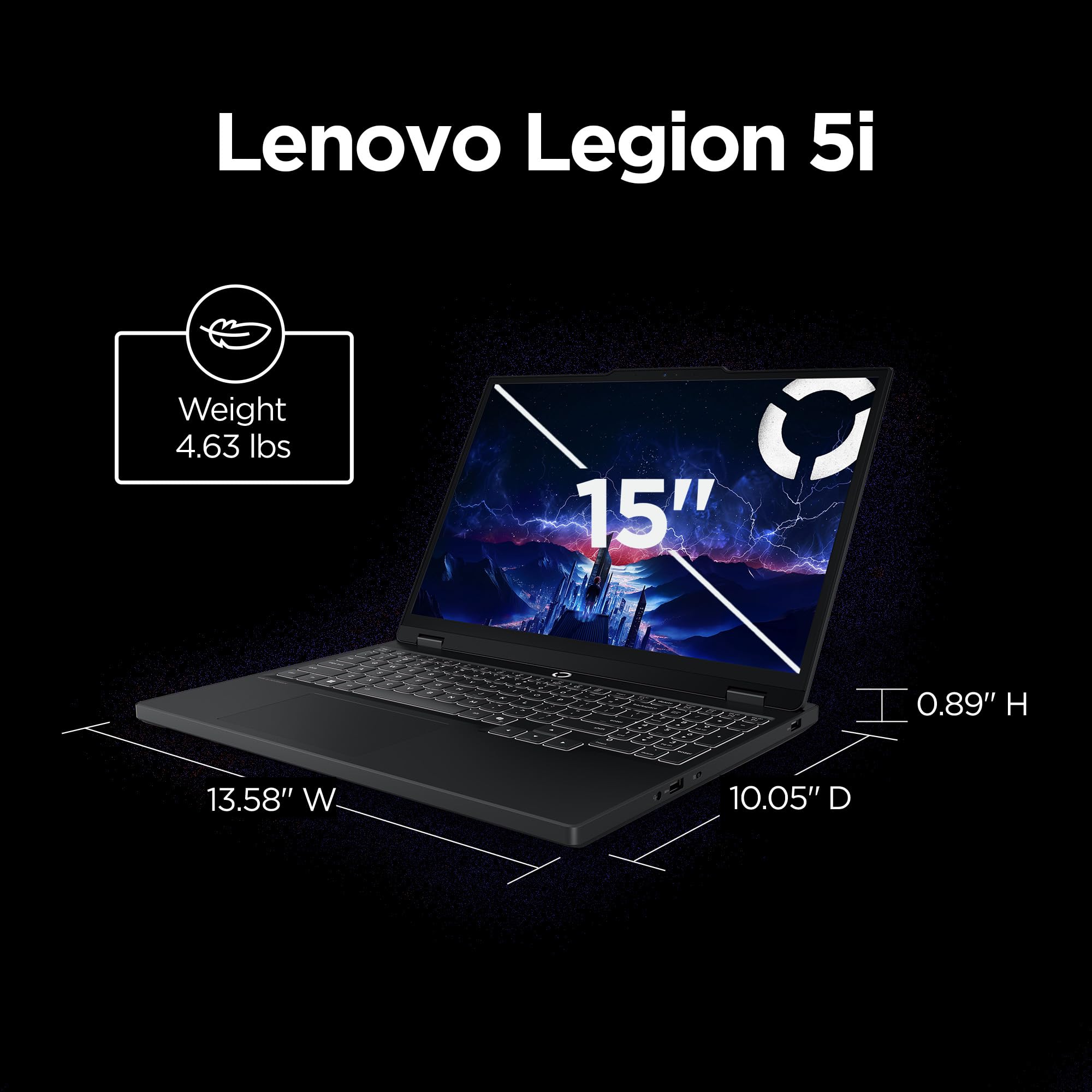 Lenovo Legion 5i – AI-Powered Gaming Laptop - Intel® Core™ i7-13650HX - 15" 2K WUXGA IPS Display – 4.9GHz – NVIDIA® GeForce RTX™ 5050 – 16GB Memory – 512GB Storage – Eclipse Black