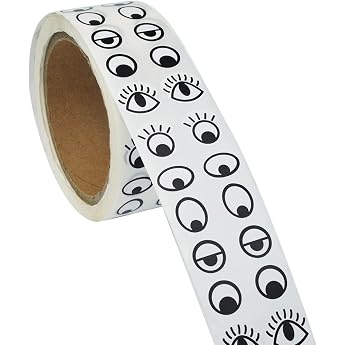 Lependor Black White Eye Sticker Labels - Eye Sticker in Advantage Pack for Making Figures for Kids -2000 Pieces Per Roll Eye Sticker