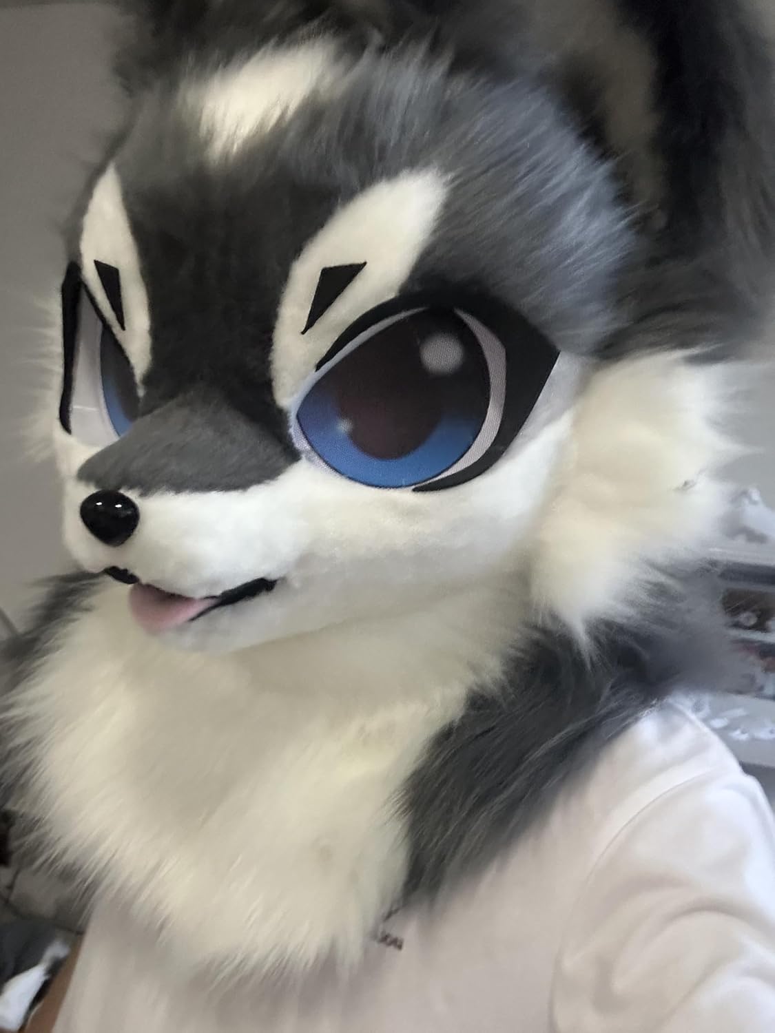 Handmade Furry Fursuit Head MaskAdorable Cat Fox Costume Props for Halloween and Cosplay
