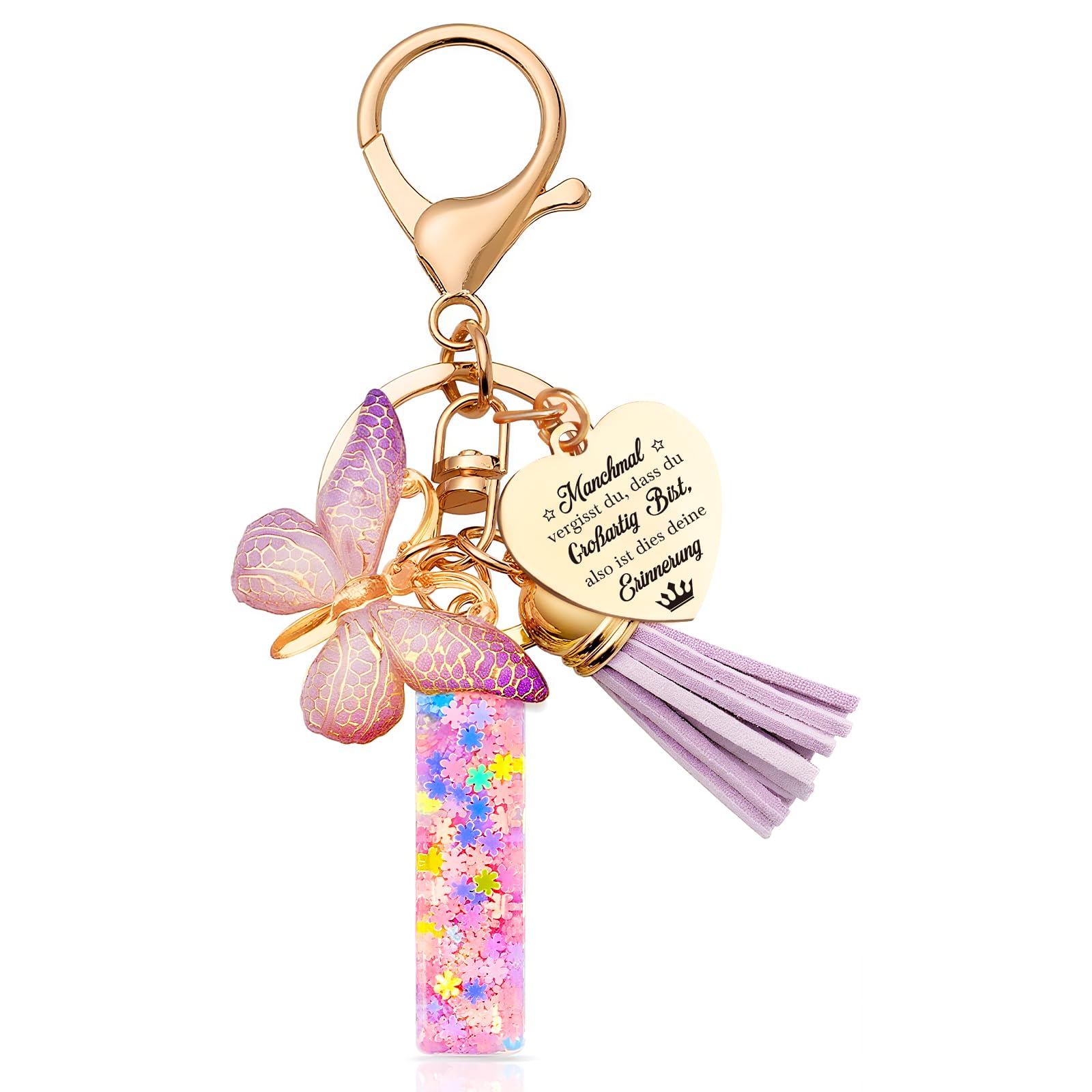 Anruzon Schlüsselanhänger Mädchen - Buchstabe Schlüssel - Anhänger Schmetterling Schlüsselanhänger - Weihnachten - Einschulung Geschenk - Keychain Geschenk für Kinder, Mädchen, Frauen