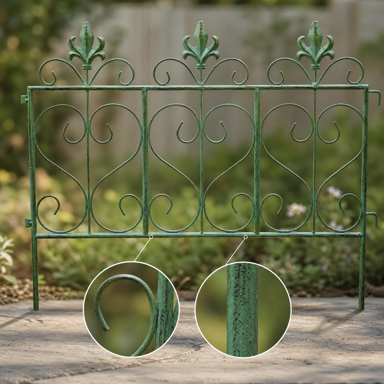 Pannello di Recinzione in Acciaio Decorazioni Cuore Resisn Inmperie Pannello da Giardino con Piedini Appuntiti per Percorsi, Verde