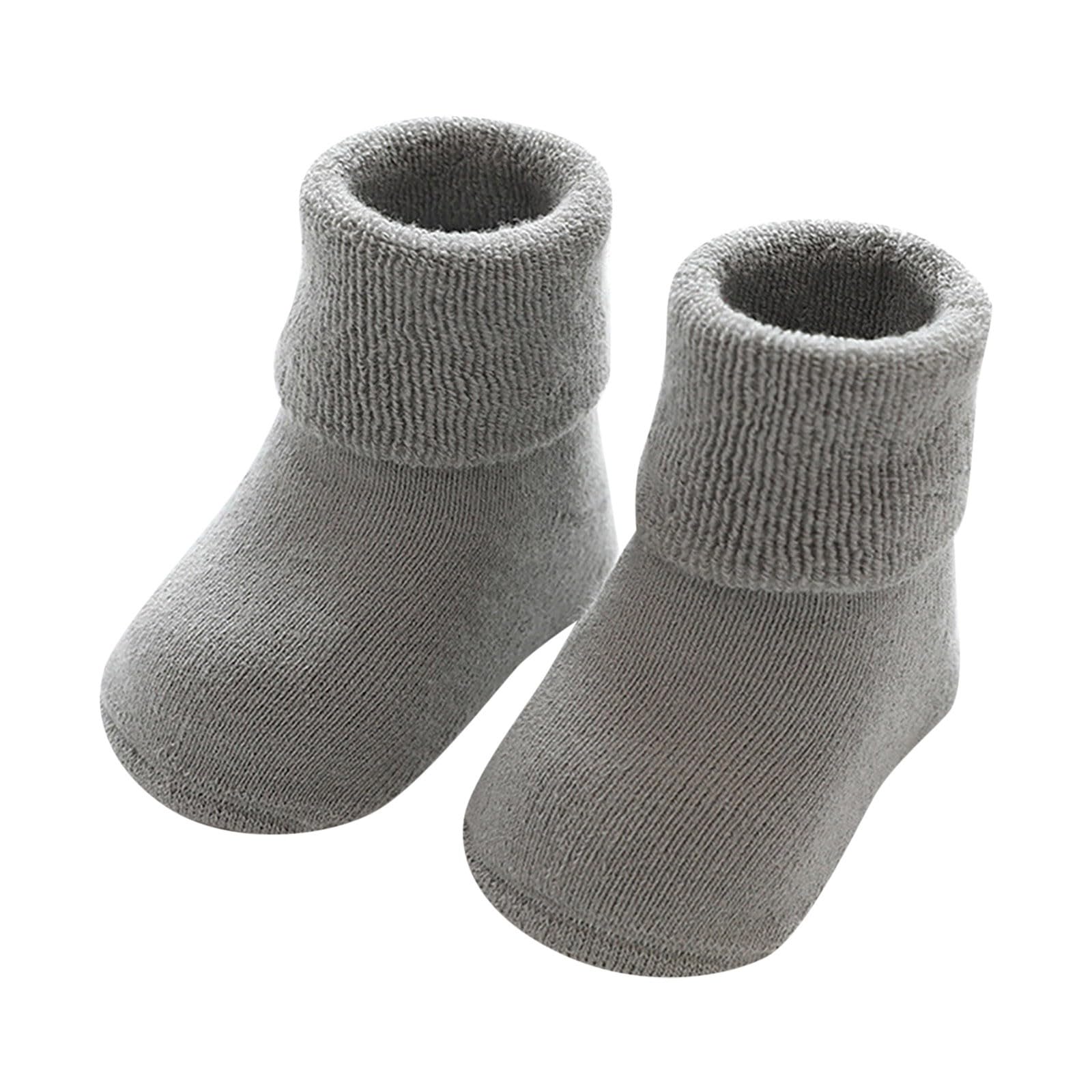 RNTOP Baby Toddler Kids Warm Crew Slipper Socks Girl Boy Socks Infant Non Slip Floor Socks Children (Grey, 6-12 Months)