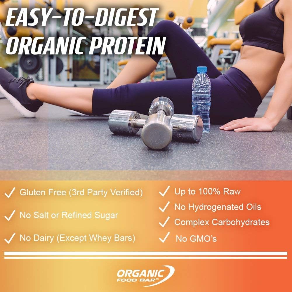 Organic Food Bar - Active Greens Protein Bars, USDA Organic Protein Bar with Superfood Blend (Pack of 12