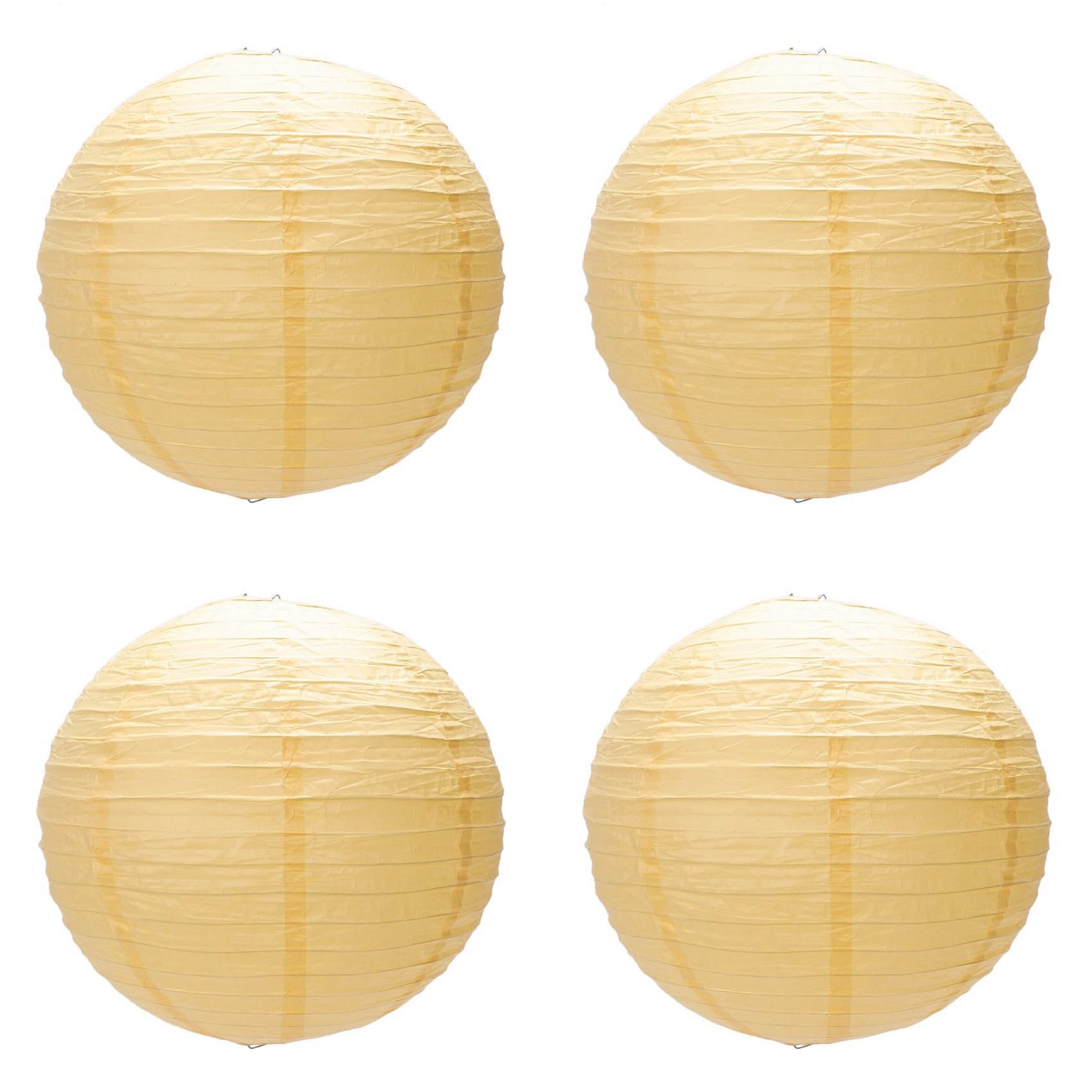 Hndhbfgrt 4 x Chinese Japanese Paper Lantern Lampshade for Party Wedding, 40cm(16 Inch) Deep Yellow