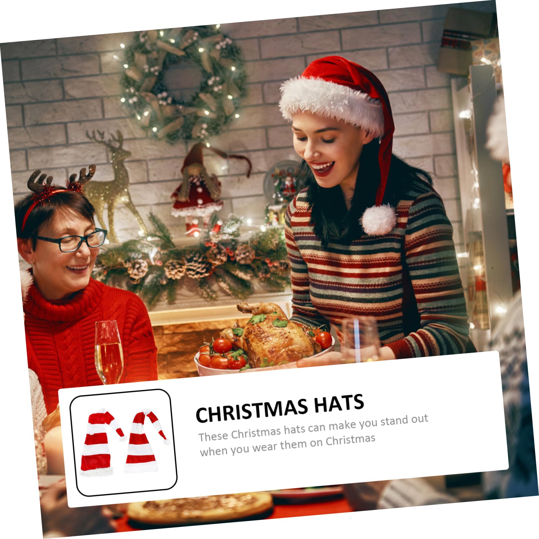 4piezas Sombreros Navideños De Gorro De Papá Noel Para Adultos y Accesorios De Desempeño
