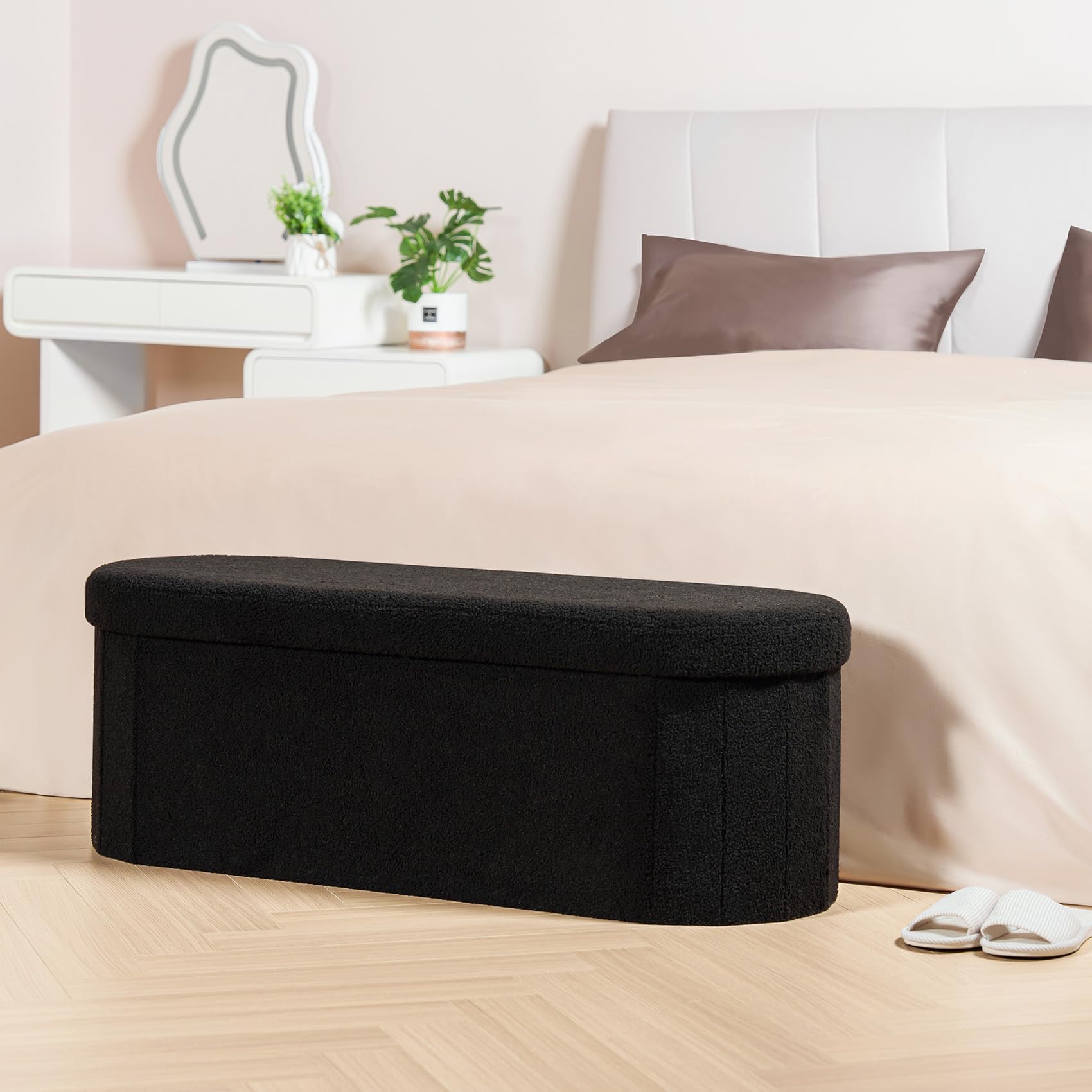 Bonlife Zitbank met opbergruimte, inklapbare zittruhe, opbergbox, voetenbank, liefde, voor slaapkamer, woonkamer, hal, wit, 110x38x38 cm