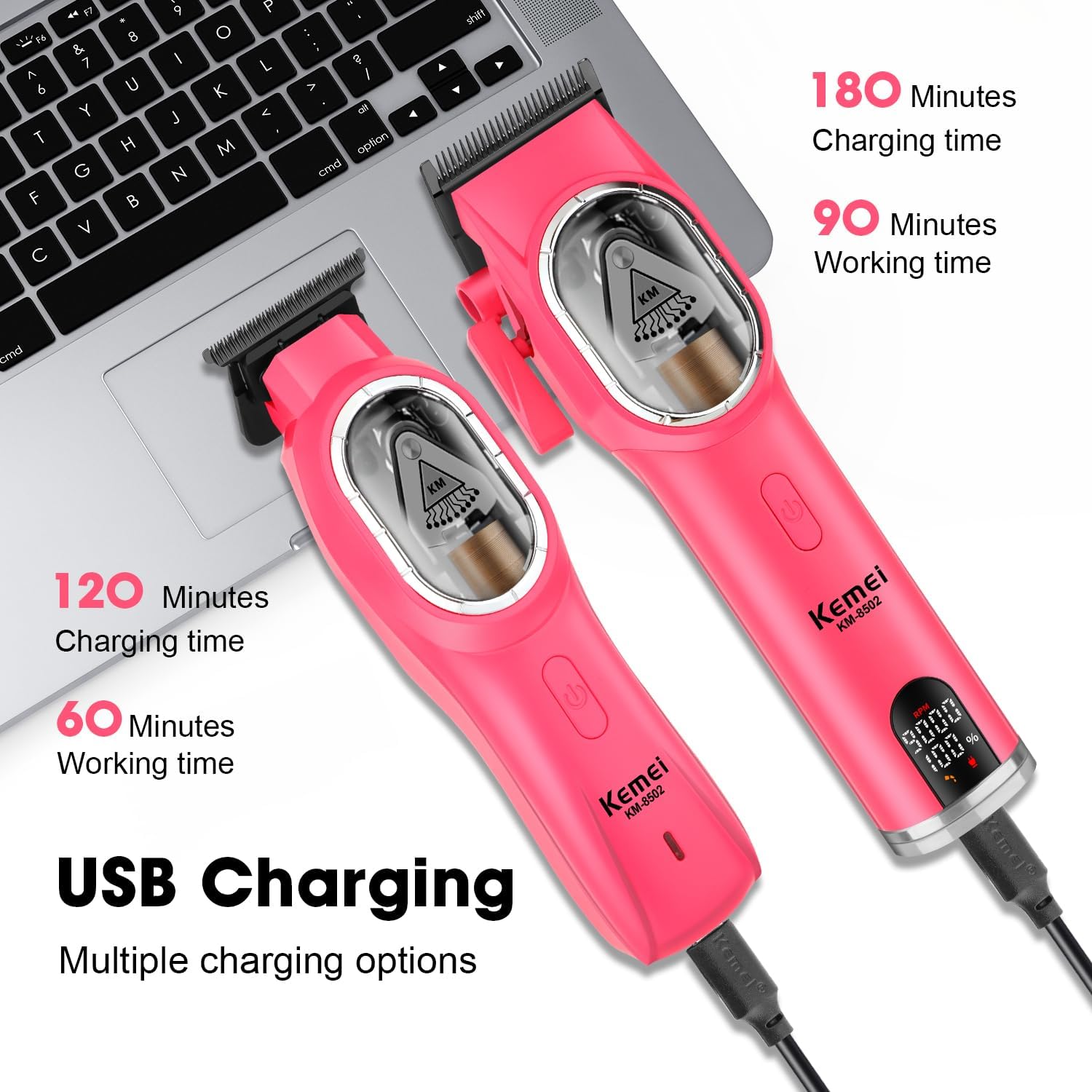 KEMEI Professional Hair Clippers Set for Men, Electric Clippers Kit and Trimmers Set, Cordless Haircut Clippers, Rechargeable Hair Cutting Tools with LED Display, Gifts for Men - Image 5