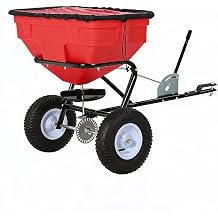 Tow Behind Broadcast Spreader, 125 LBS Large Capacity Universal Hook Tow & Push Lawn Spreader, 9.8 ft Spreading Width 30 Adjustable Settings, Compatible with UTV ATV Riding Mower & Most Tractors | Tow /Push Lawn Spreader, 9.8 ft Spreading Width 30 Adjustable Settings, Compatible with UTV ATV Riding Mower & Most Tractors