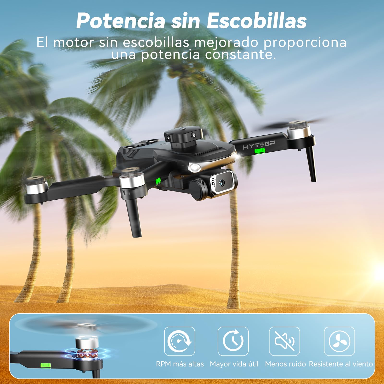 Dron con Cámara 1080P para Adultos, Motor Sin Escobillas | 3 Baterías 45 Min, Cámara Ajustable 90°, Seguimiento, Evitación Obstáculos, <249g(Negro)