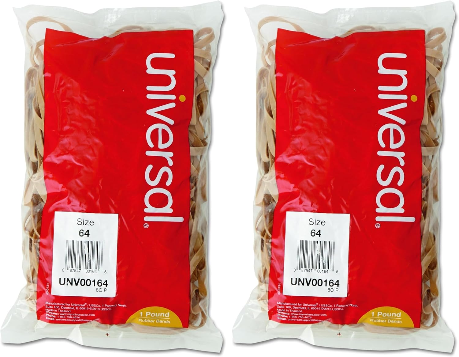 Universal Rubber Bands, Size 64, 3-1.2" x 1/4, 320 Bands/1lb Pack (164)
