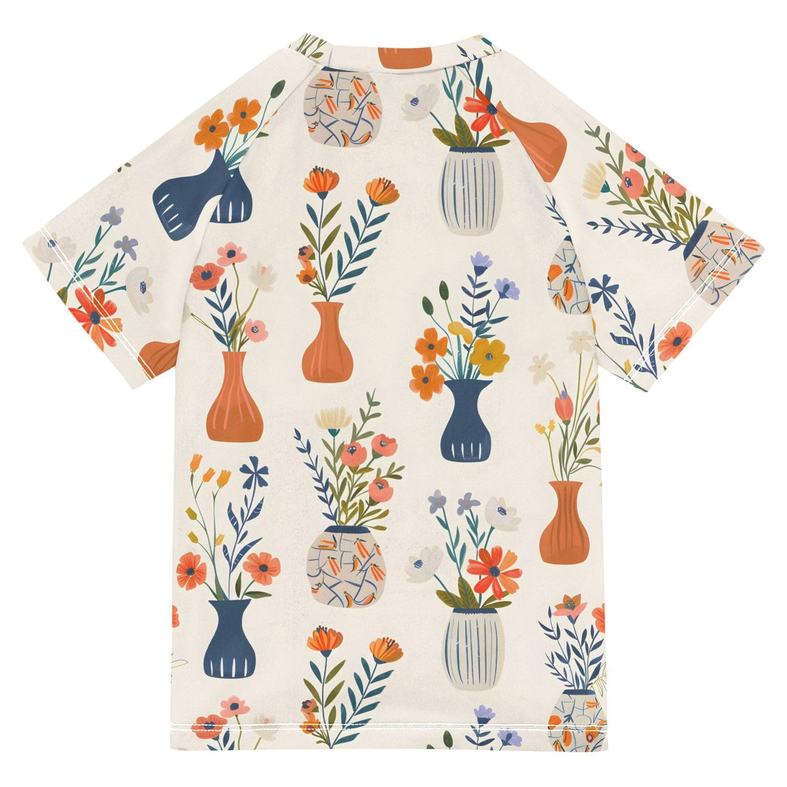 ALAZA Boys Swim Shirts Toddler Rash Guard Short Sleeve Rashguard Flowers Bouquets UPF 50+ 11-12T
