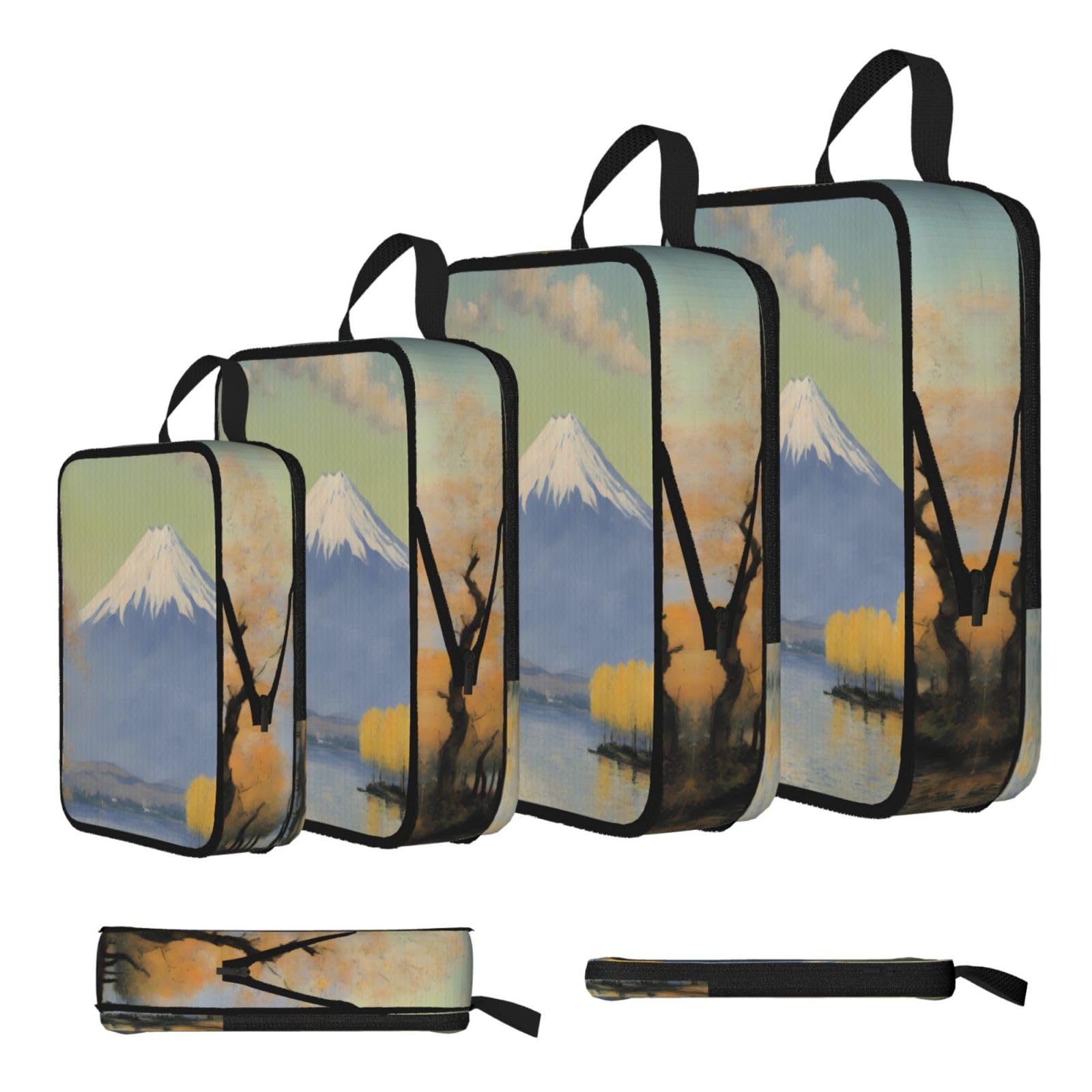 Sxzvvbn Black Mt. Fuji In The Distance Compression Packing Cubes 4 Piece Set