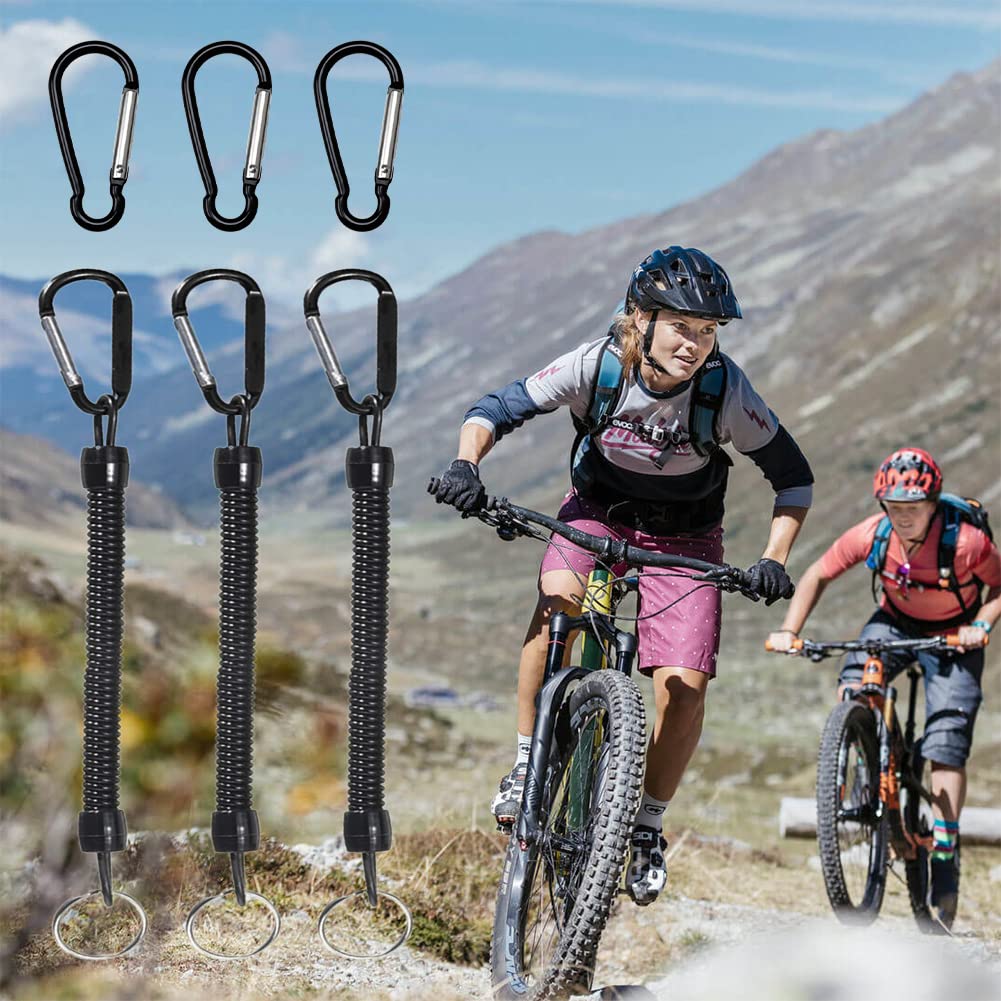 3 Cordons à Ressort Avec Mousquetons - Lanière Élastique Extensible 15-150cm | Pour Pêche, Camping, Bateau