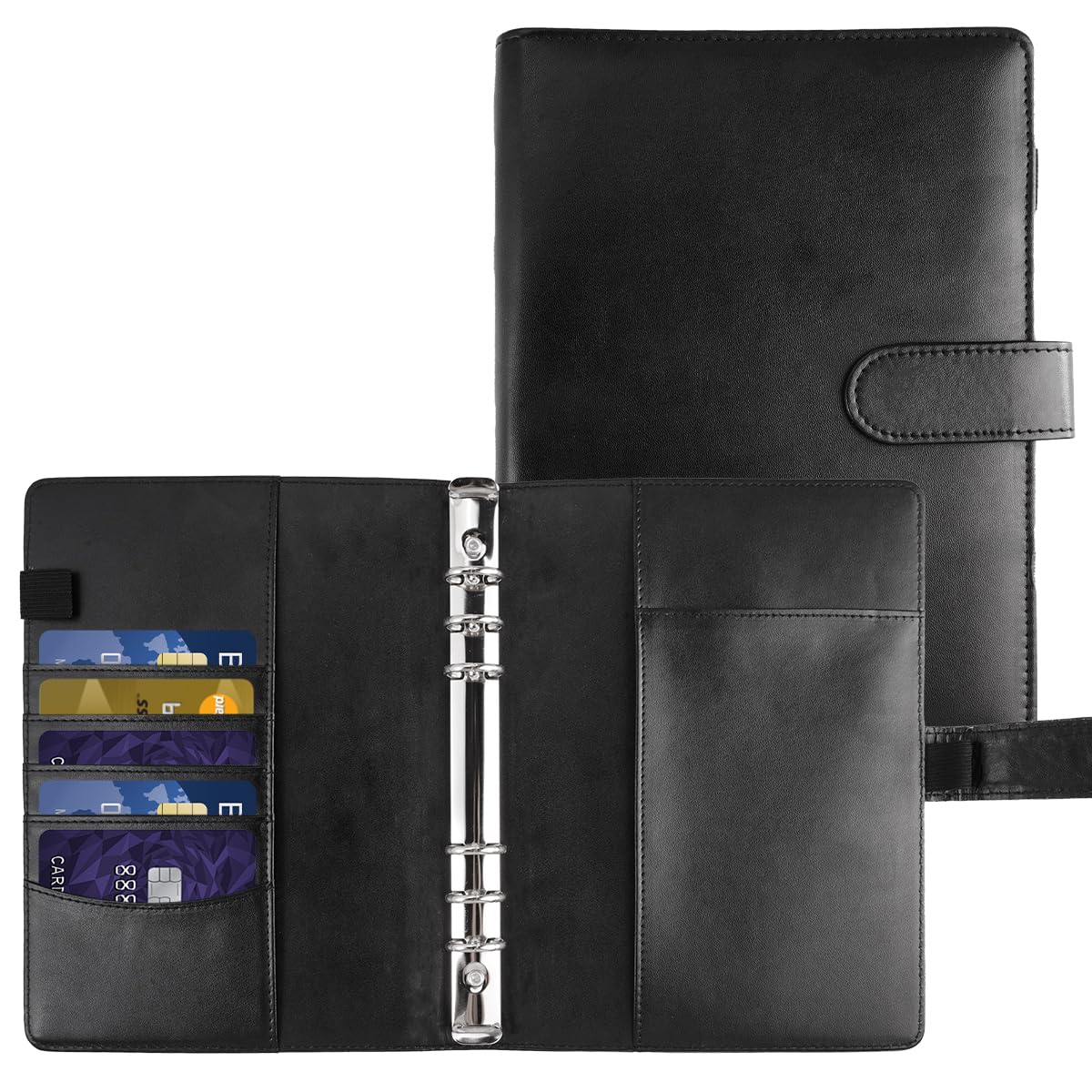 Classeur A5 6 Anneaux Souple,Carnet de notes professionnel a5 en cuir