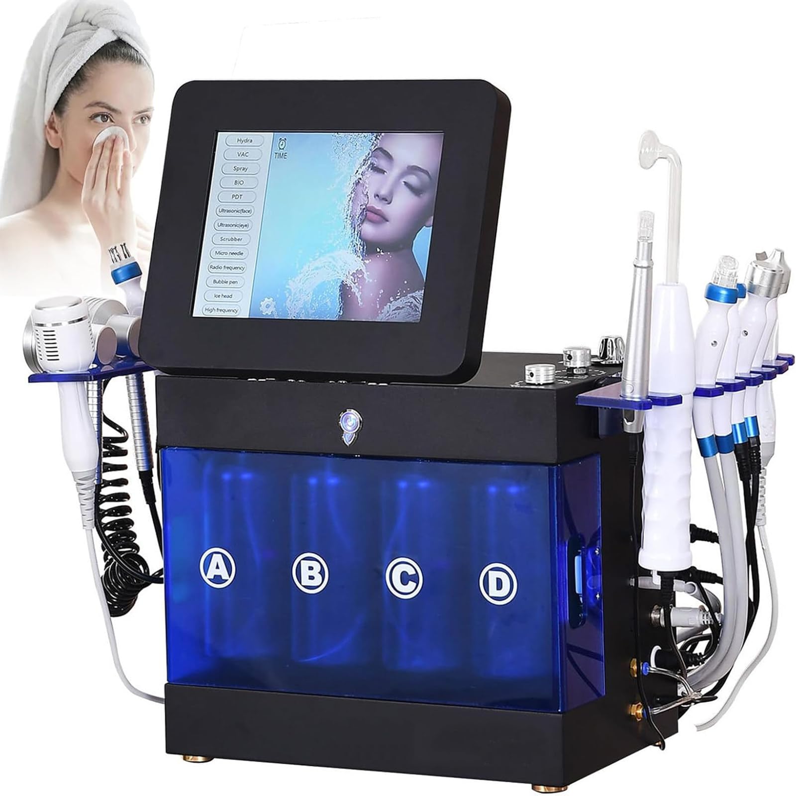 Wasserstoff-Sauerstoff-Schönheitsgerät, 14-In-1-Profigerät Für Intensive Feuchtigkeitspflege Und Faltenglättung, Hydrodermabrasionsgerät Für Die Gesichtspflege Mit Led-Anzeige