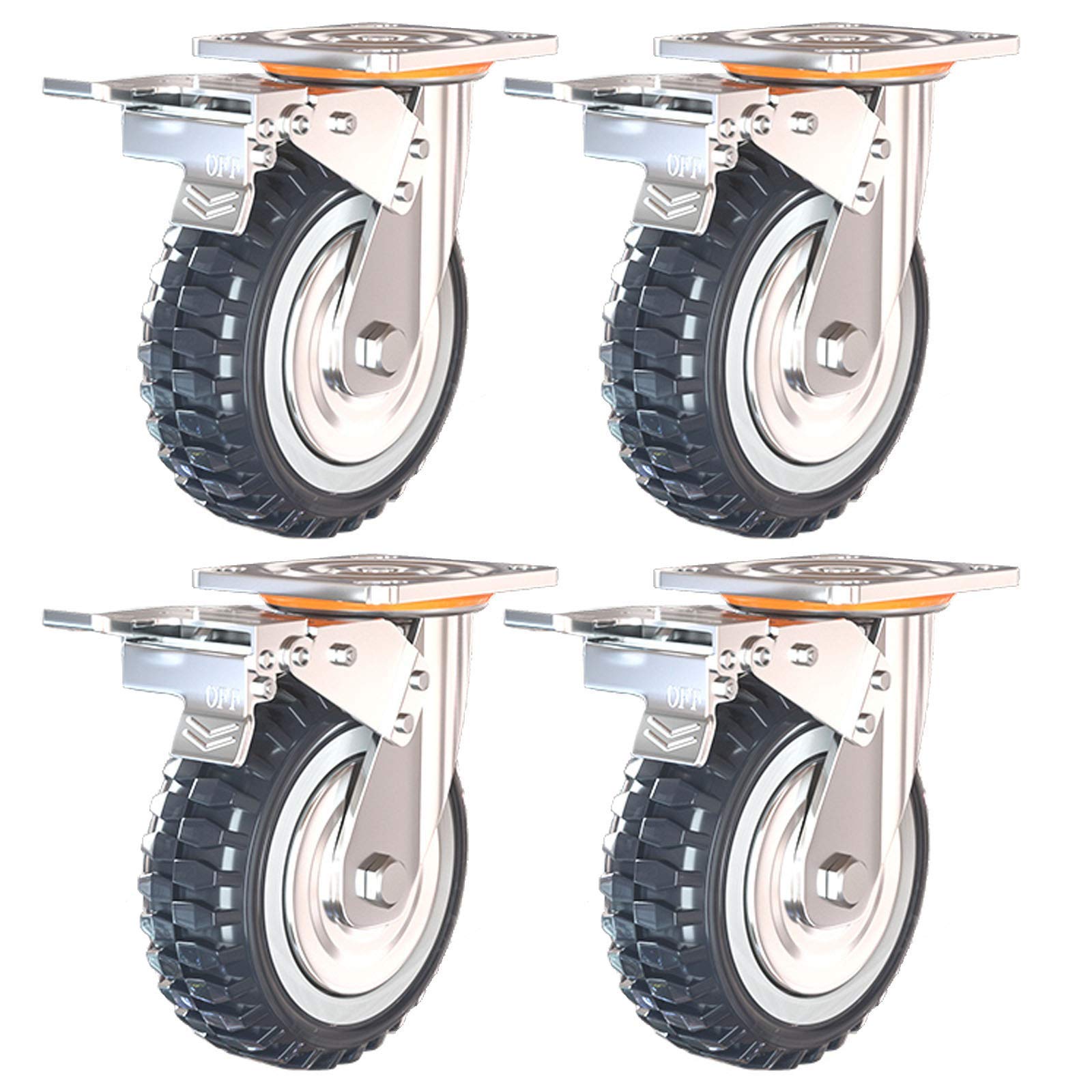 Roulettes de transport 50 mm pivotantes avec 4 freins en polyuréthane