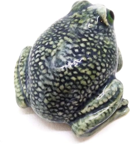Miniatura 3 de WitnyStore Figura de cerámica de rana azul a rayas negras y amarillas de 1 pulgada de largo  Rana de cerámica, sapo, anfibio, animal, pequeña, hecha