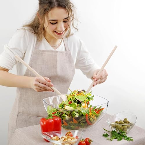 Miniatura 6 de TOPZEA Juego de 3 cuencos de plástico transparente para fiestas, juego de cuencos grandes de acrílico de 94 onzas para mezclar ensaladas, platos