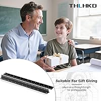 Vista 6 de Rena Chris 2 reglas de escala arquitectónica: regla de escala triangular de aluminio imperial de 12 pulgadas, regla de arquitectura grabada