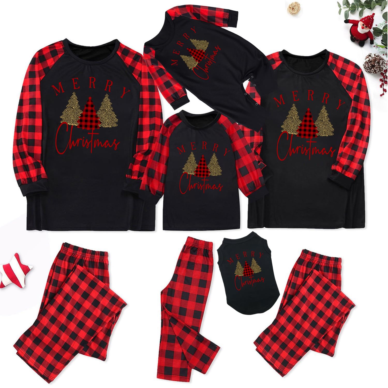 TEERAPHIQUE Christmas Pajamas for Family,Couples Xmas PJS Set