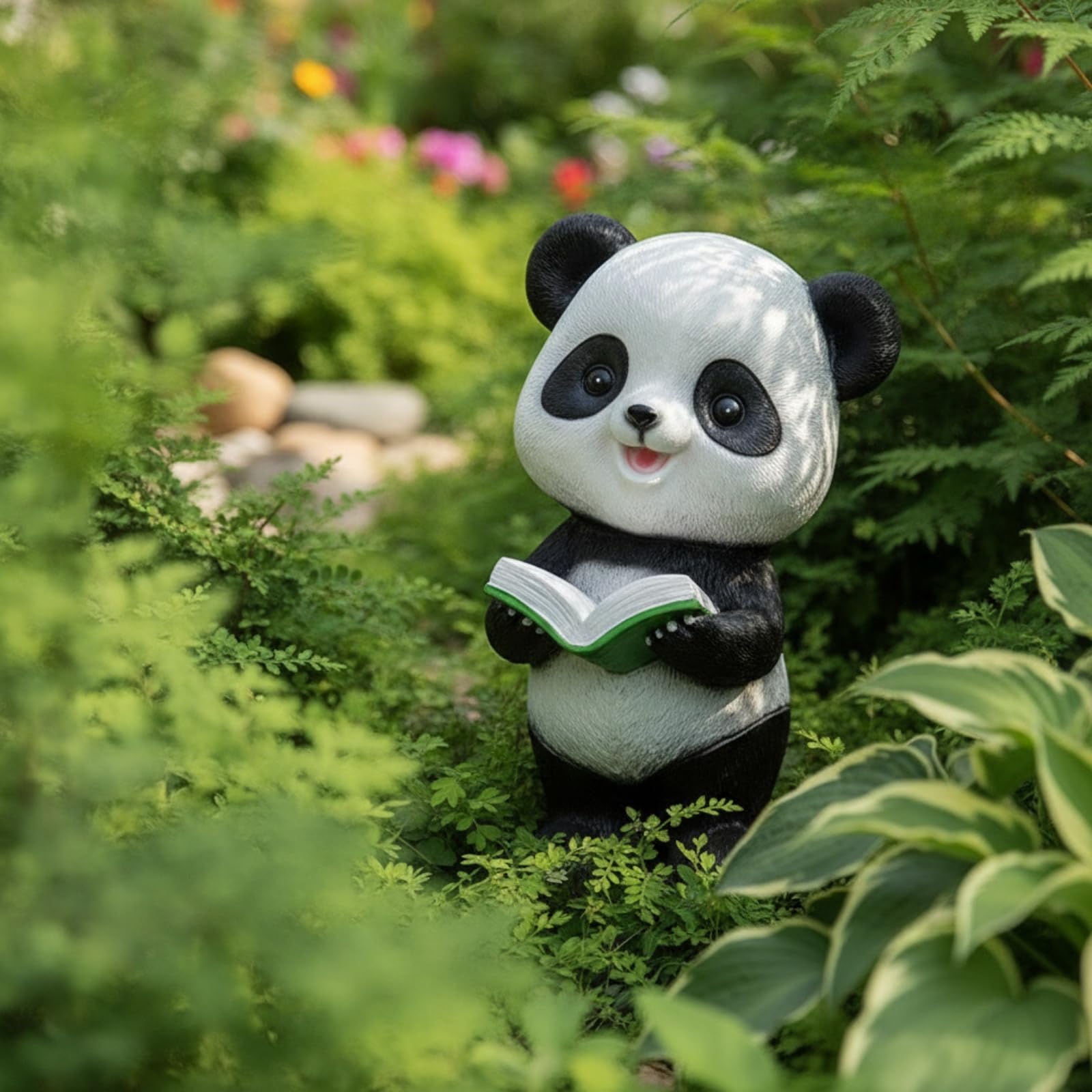 predolo 5 Stück Pandabären-Gartenfigur mit Requisite frostbeständig Pandabären-Figur süß Dekofigur für Gartenliebhaber, Familien, Hof