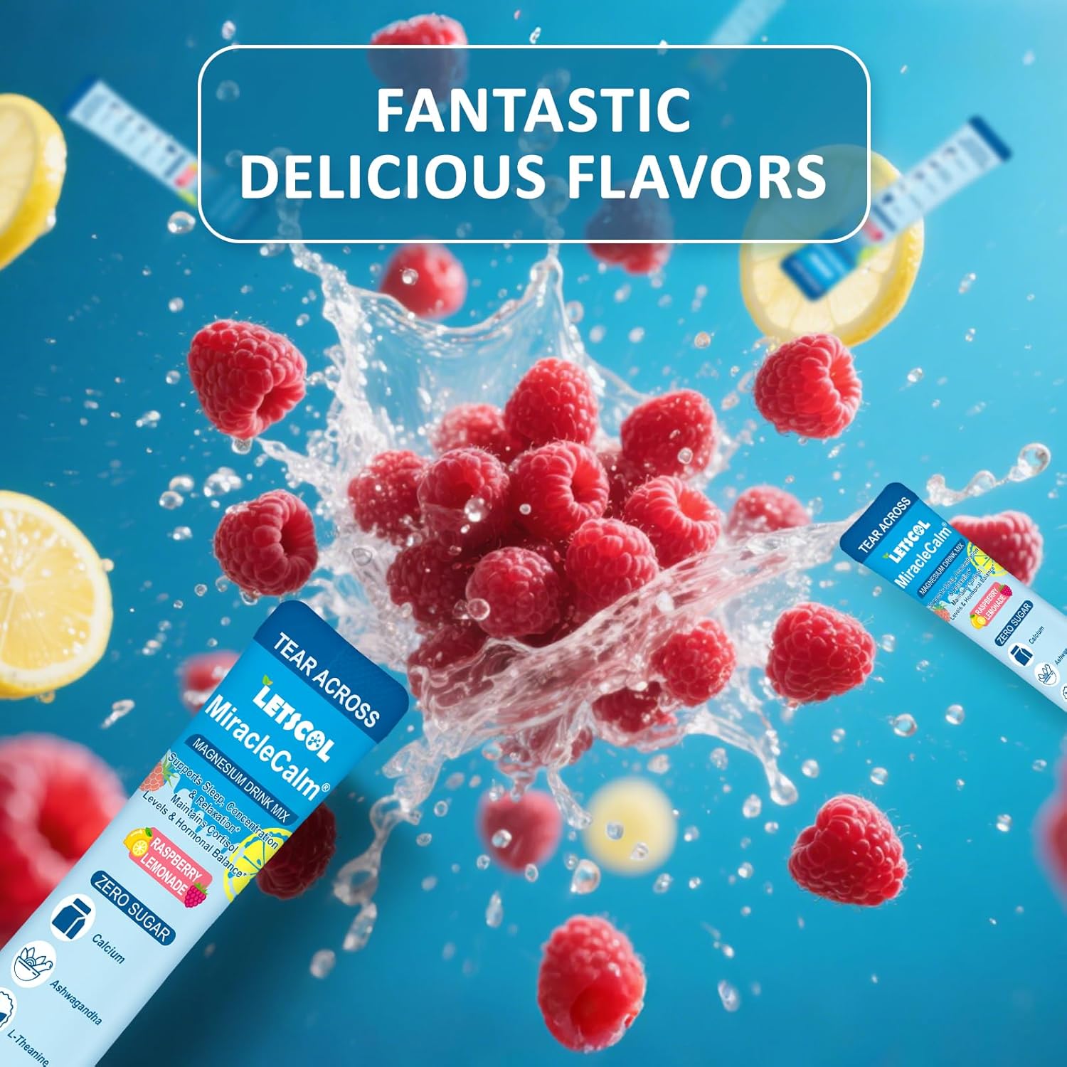 MiracleCalm Drink Mix Powder, Calm Magnesium Calcium Supplement, Cortisol Drink Powdered for Sleep, Relaxed & Focus with Easily Absorbed L-Theanine, Vitamin D3, Ashwagandha, Sugar Free (20 Packs) - Image 2