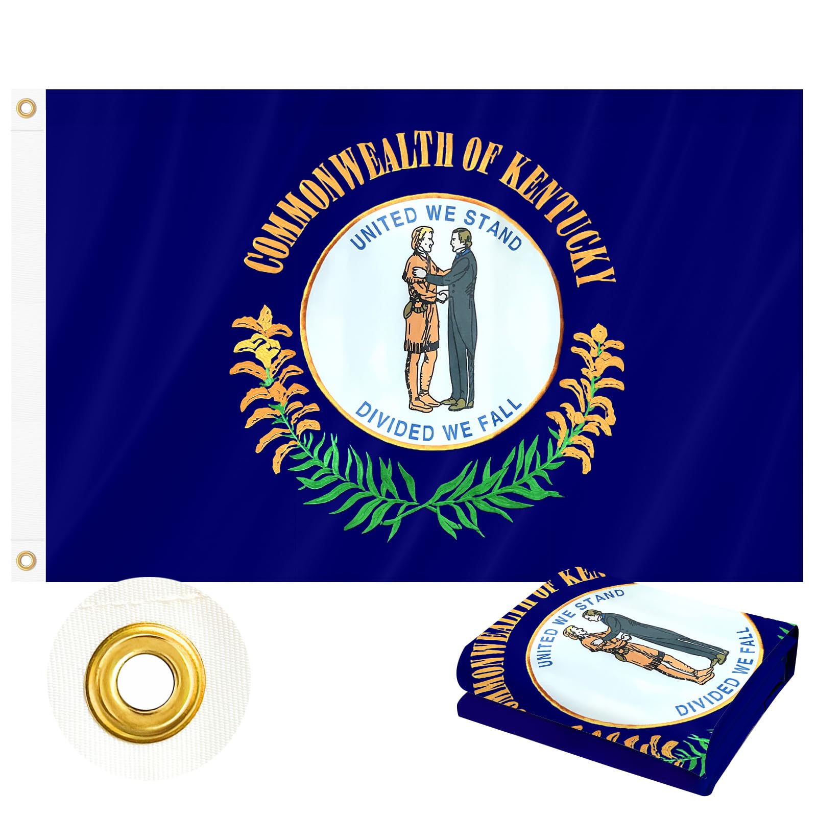 Kentucky Flag 3x5 FT Outdoor, KY Flag Embroidered Seal Heavy Duty Outside