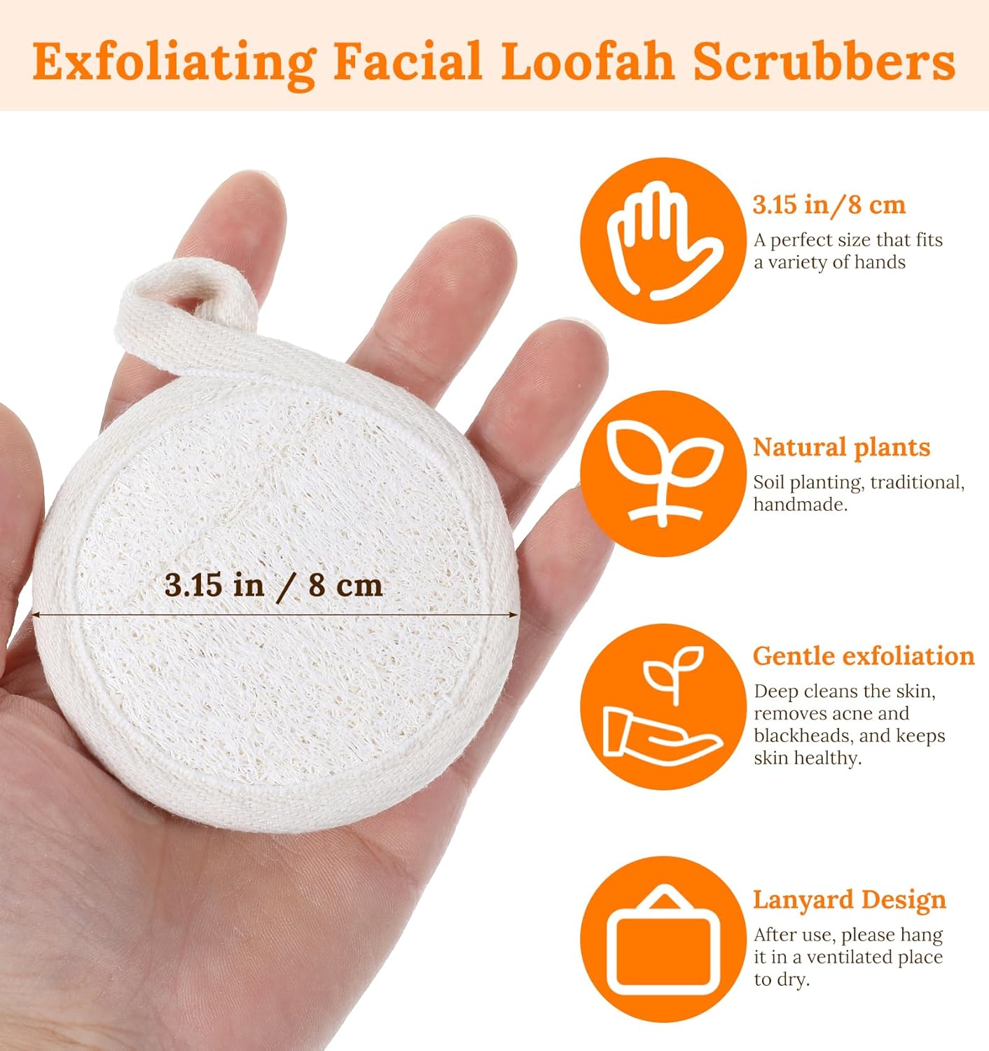 6Pcs Loofah Facial Scrub Pads, Exfoliating Face Loofah Sponge Facial Scrub Pads Natural Luffa Scrubber Sponge Face Loofa for Gentle Cleansing & Exfoliating, Perfect for Daily Use Bath & Shower, Beige - Image 2
