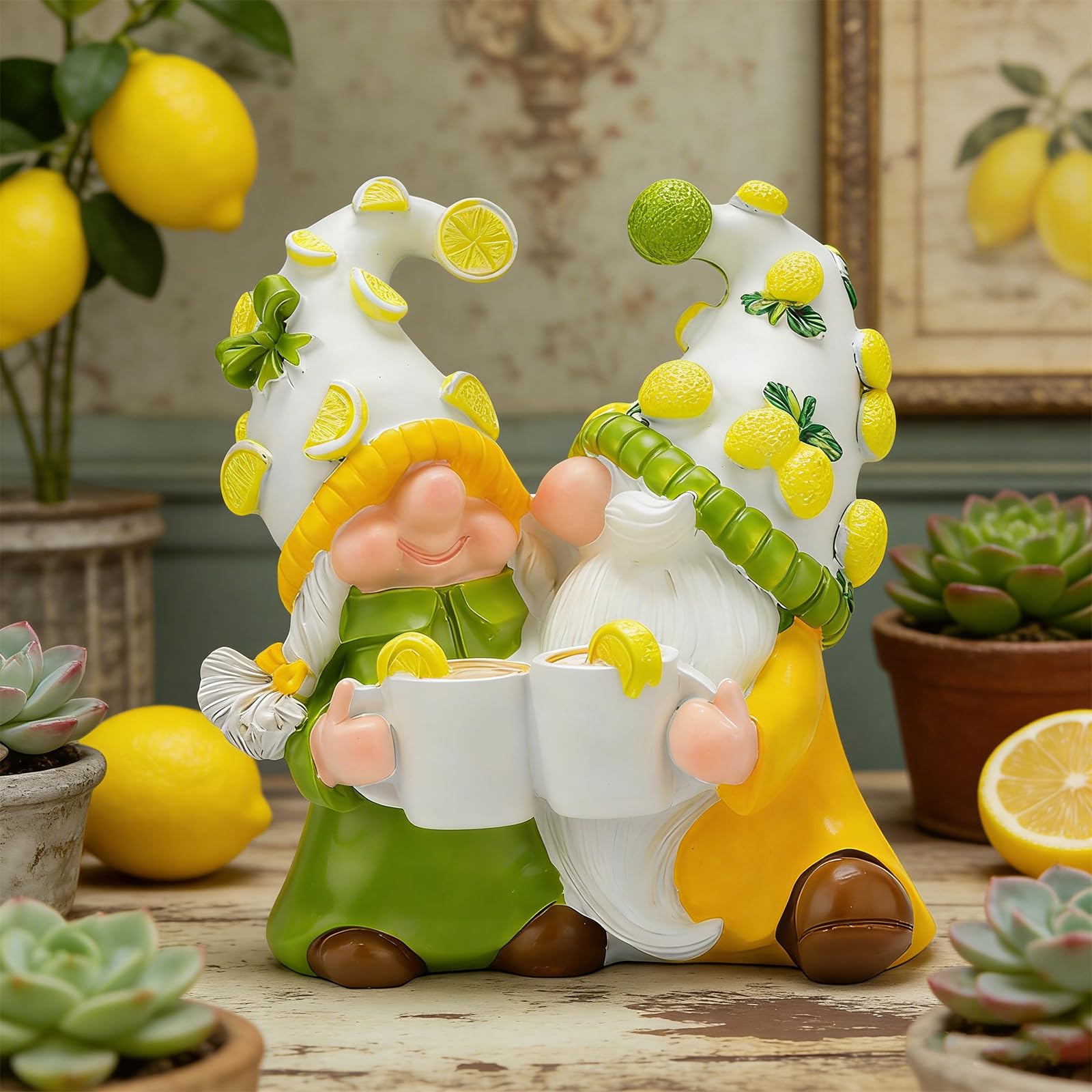 Lemon Gnome Decor Lemon Themed Gifts for Women Summer Gnomes Lemon Decorations for Home Kitchen Tiered Tray Table Ornaments Indoor