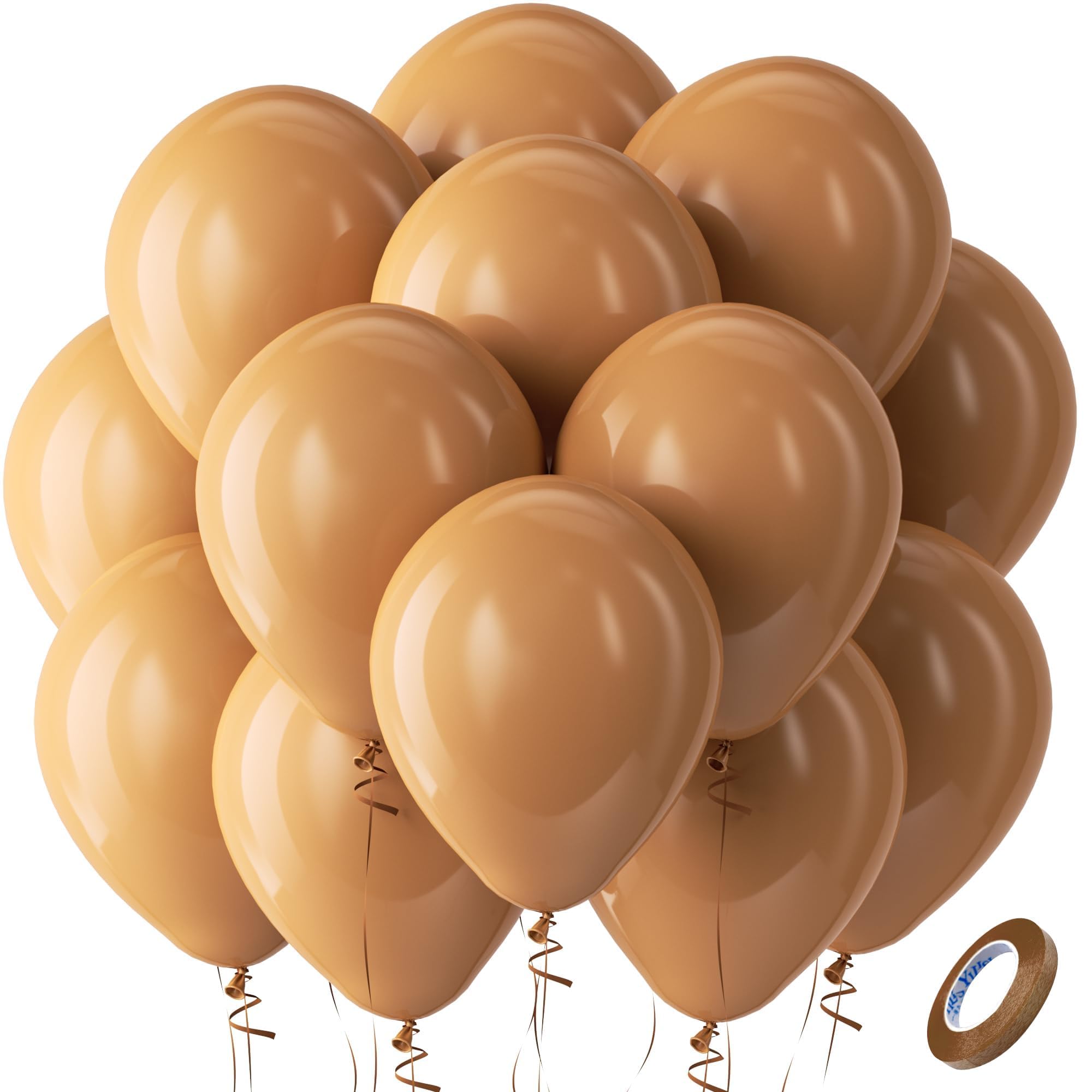 Bezente Tan Latex Party Balloons 100 Pack 12 Inch | Boho Neutral Fall Decorations - main product image