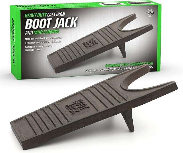 CKB LTD Heavy Duty Cast Iron Boot Jack Wellington Boots Wellies Remover Puller and Mud Scraper Portable Weatherproof - Black Solid Metal