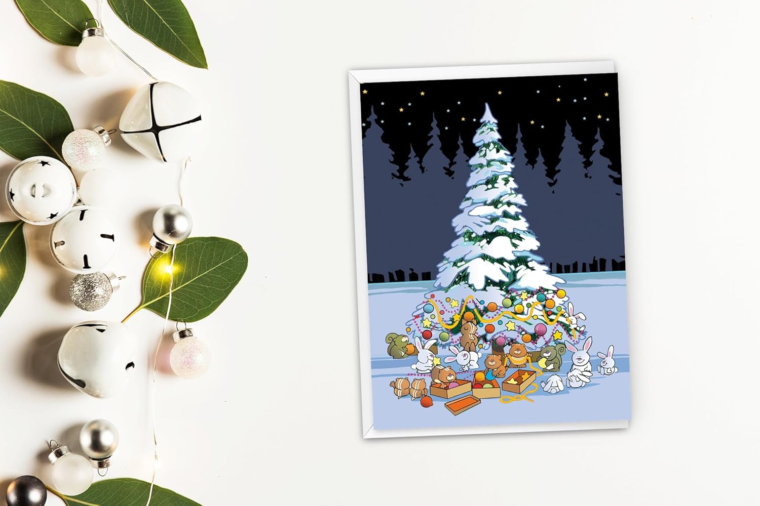 Stonehouse Collection | Custom Forest Animal Christmas Cards | Personalized, Customized | 24 Christmas Cards & Envelopes (Personalization)