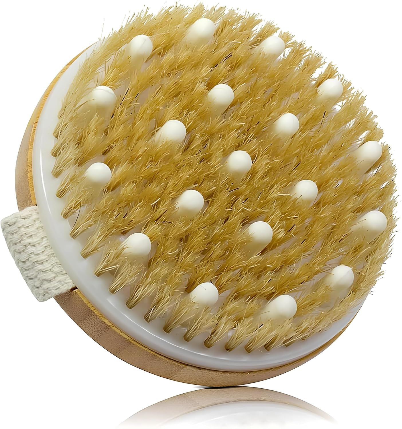 Round Loofah Body Bath Brush for Bathing Sponge with Soft Silicone Massager & Scrubber for All Type of Skin of Men, Women, Babies, Kids Exfoliating Bath Shower Sponge Lofah (WOODEN BATH BRUSH)-image-14
