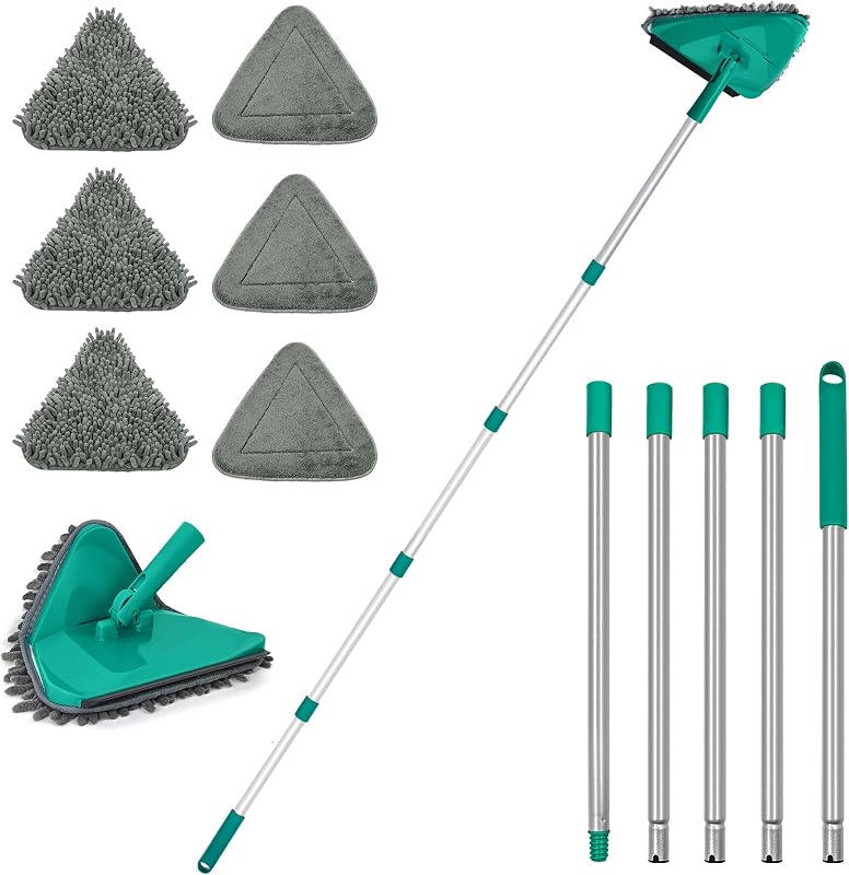 JEHONN 200 cm-es padlótisztító mop 3 az 1-ben, 6 mikroszálas pálcával, zöld
