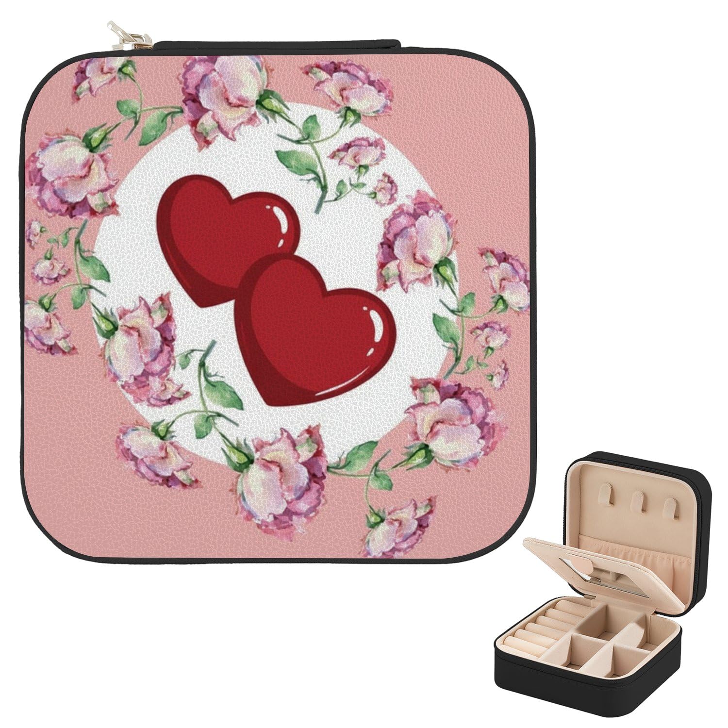 Small Travel Jewelry Box With Mirror Valentines Cute Gifts For Girlfriend Initial Jewellery Box For Women Girls Portable
