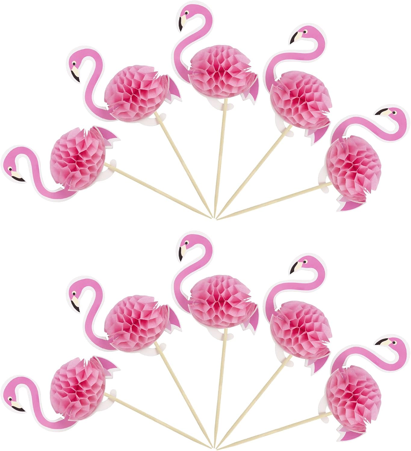 Gyufise Luau 3D Flamingo Cupcake Toppers Tropical Aloha Flamingo Cupcake Picks for Summer Hawaiian Luau Tropical Theme Baby Shower Birthday Wedding Party Cake Decorations Supplies 36Pcs - Image 4