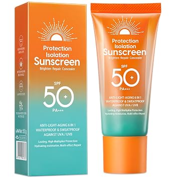 Sunscreen SPF 50, Oil-Free Sunscreen Lotion for Face and Body, Broad Spectrum UVA/UVB Protection, Oxybenzone-Free, Hydrating Sunblock, Travel Size Sunscreen & Family Size Sunscreen, 1.76 Ounce