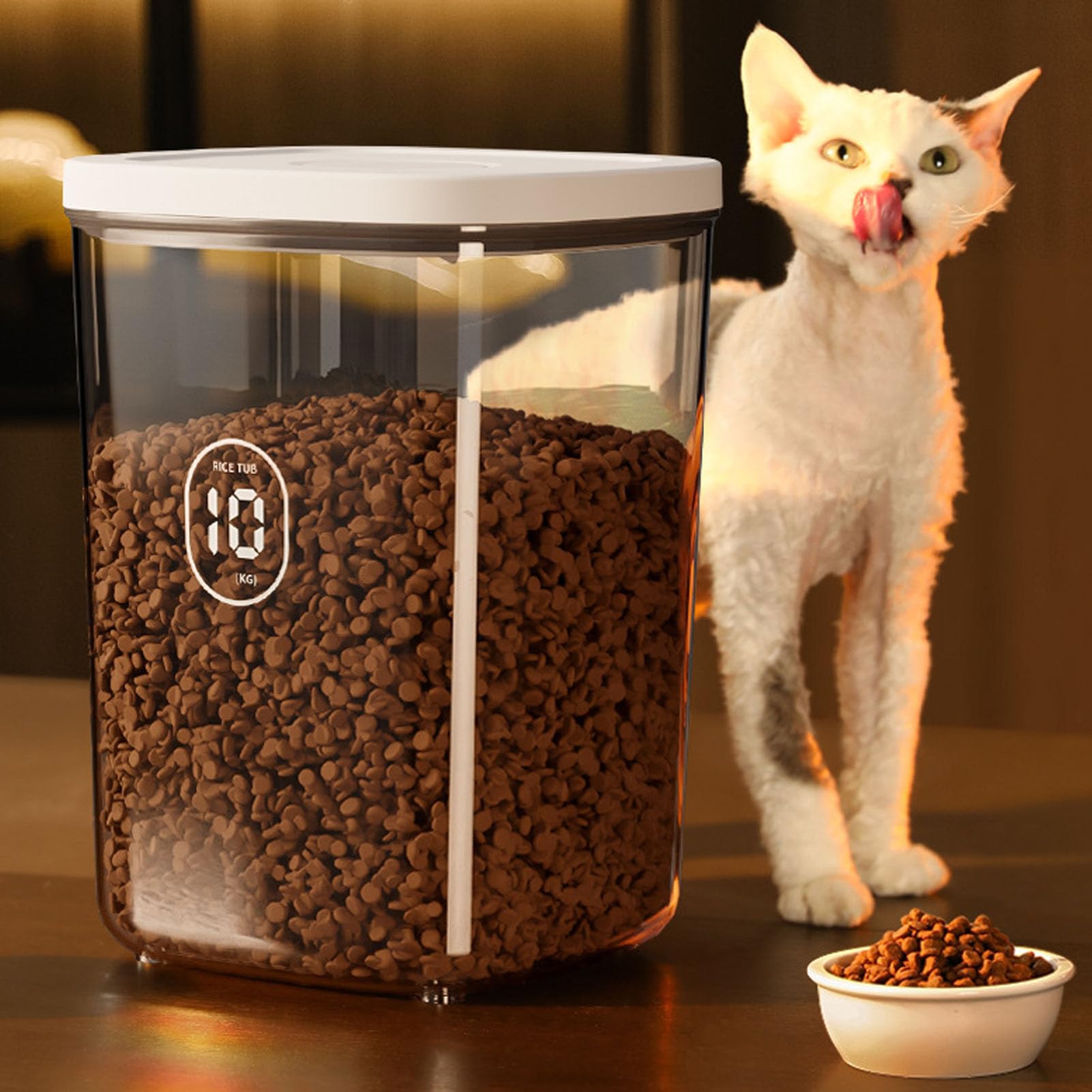 Contenedor de Almacenamiento de Alimentos de Mascotas 10L, Botes de Aire Acondicionado de Mascotas Robustas, Recipiente Sellado de Vacío Grande con Protección de la Luz Solar
