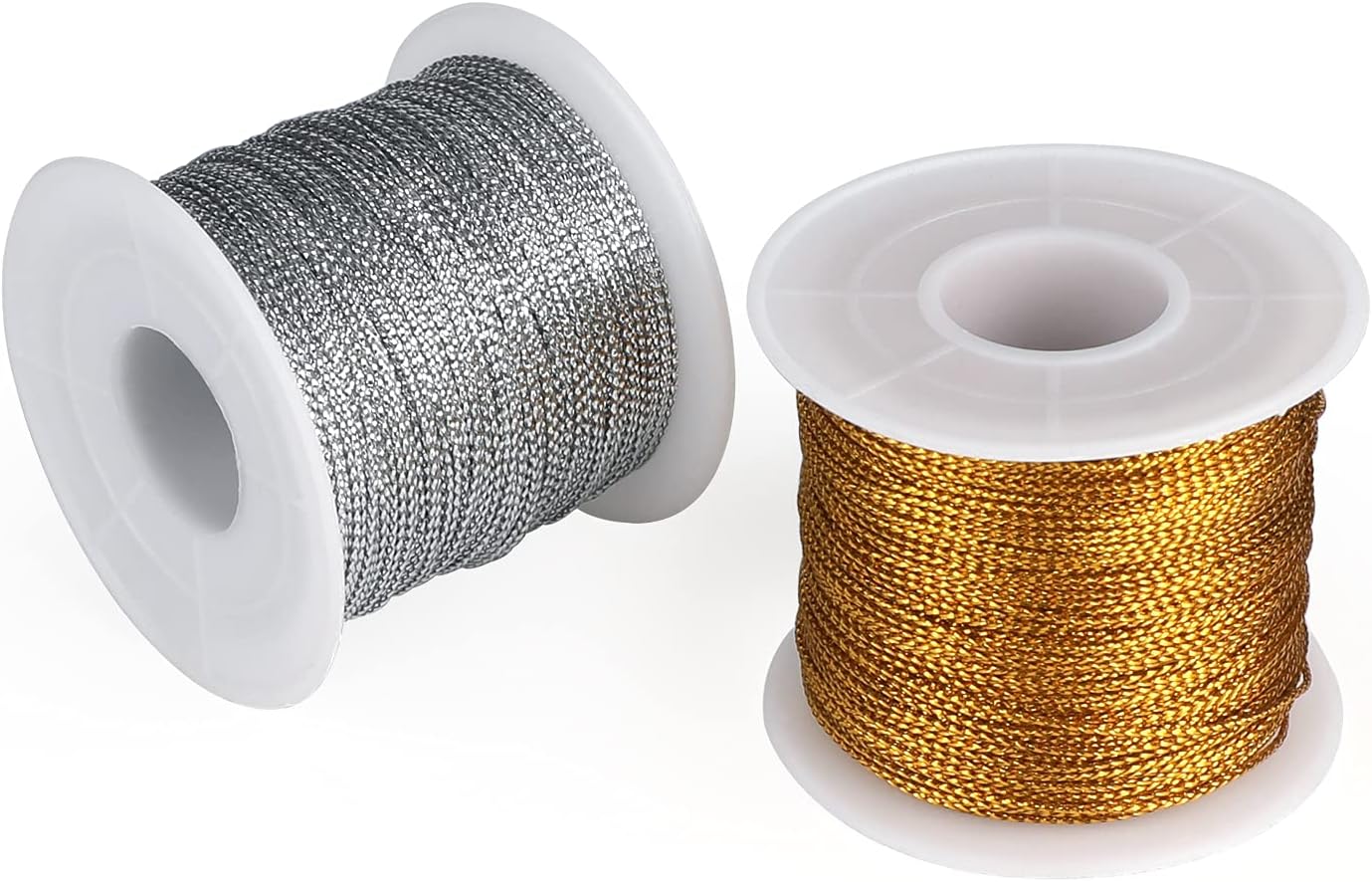 218 Yards/656 Feet Metallic Cord Christmas String 1mm Bakers Twine Gold and Silver String Tinsel String Craft Making Cord for Gift Wrapping,Hair Braiding