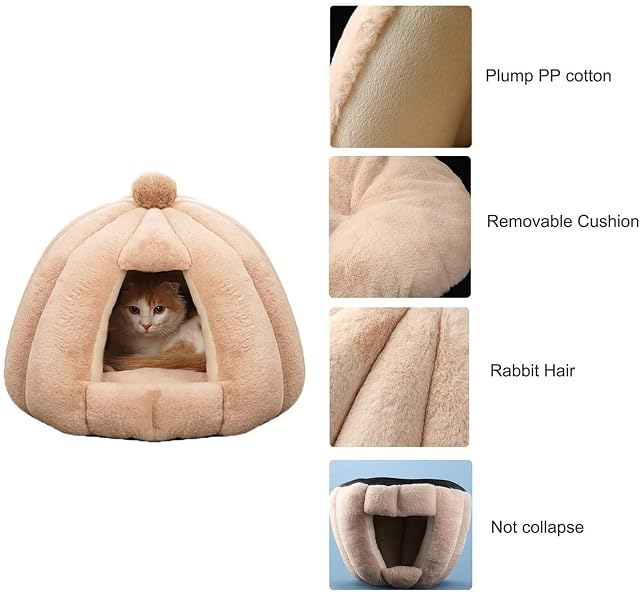 Foto 5 de 7 de Camas para Gatos Igloo Cueva para Gatos con Capucha Cama Calefactable Cuevas y Casas de Campaña Cojines…