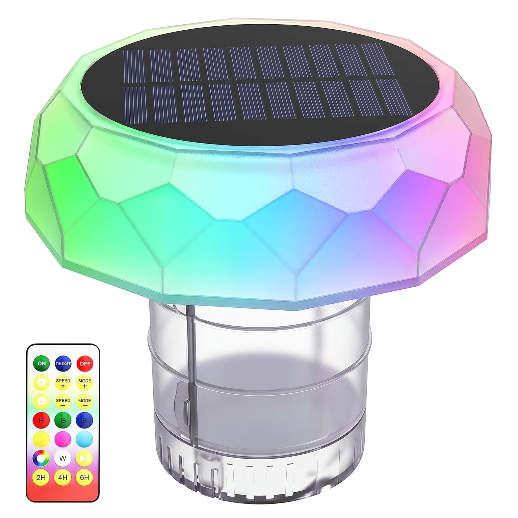 Solar Pool Chlorine Floater - Remote Control Solar Chlorine Tablet Floaters for Pools with Colorful Led Lights for Pool & Decor.