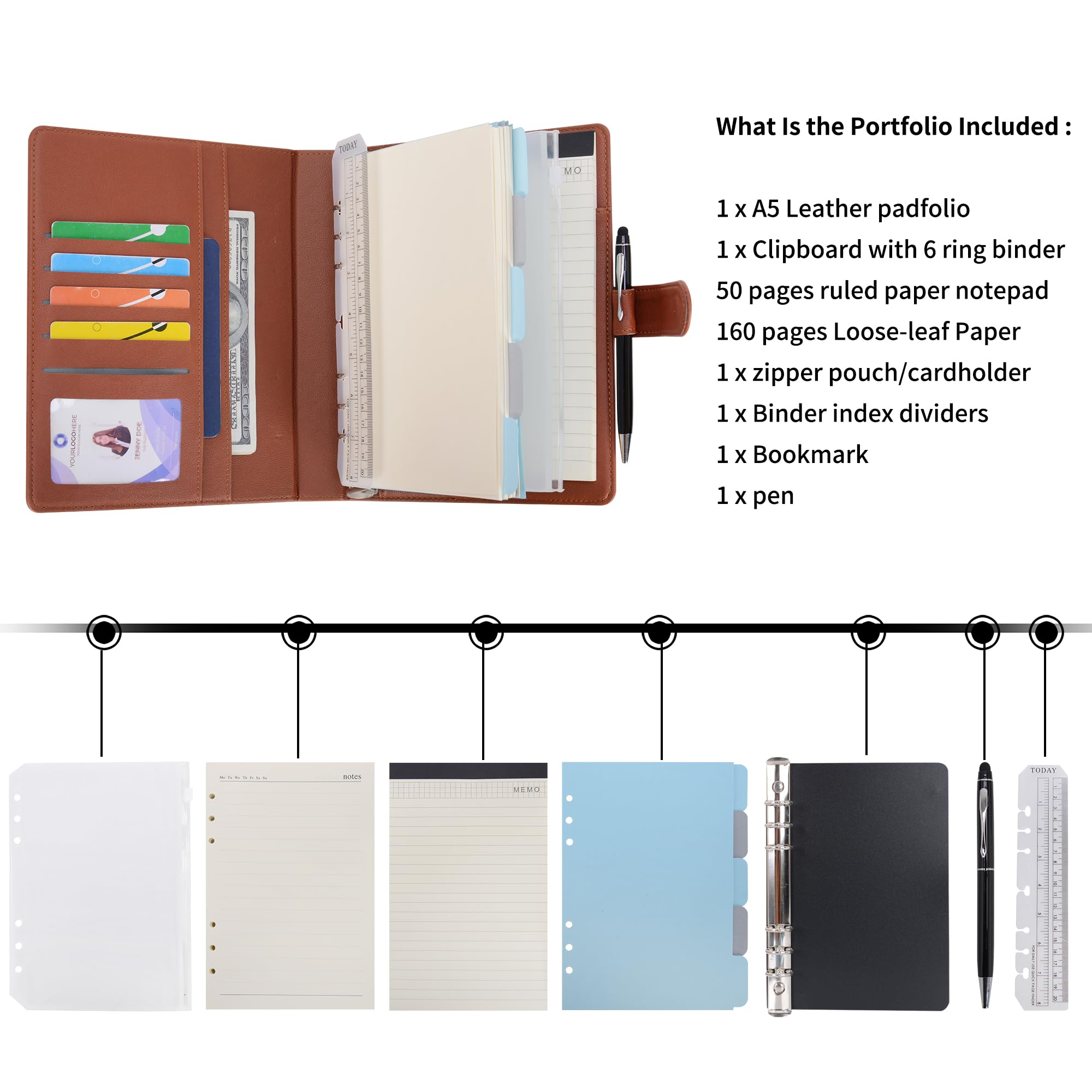 WASON A5 Diary Leather PU Notebook Refillable Paper Lined Journal - Image 4