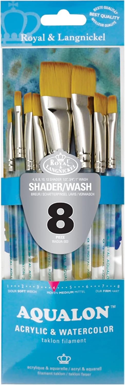 Royal & Langnickel Aqualon Flat & Shader Artist Brush Set, 8-Piece - Image 2