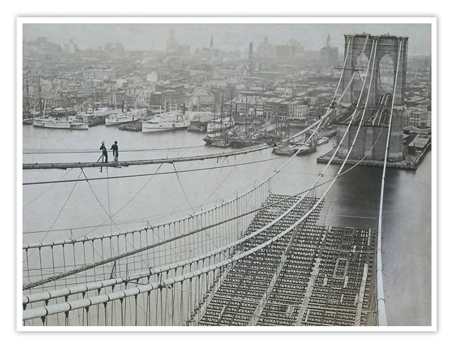 Amazon.com: Brooklyn Bridge Construction 1881 Poster